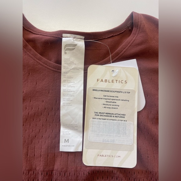 NWT Fabletics Briella Macrame Sculptknit Long-Sleeve Seamless Top MEDIUM - Picture 5 of 6